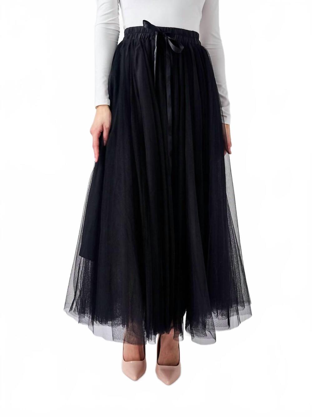 NEW CHOKLATE PARIS women's long tulle skirt in black